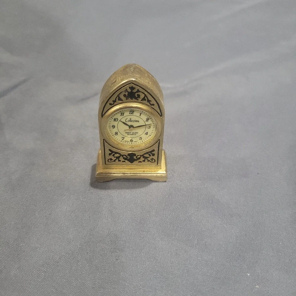 Miniature Collezio Mantel Brass Desk Clock Movement Quartz 2